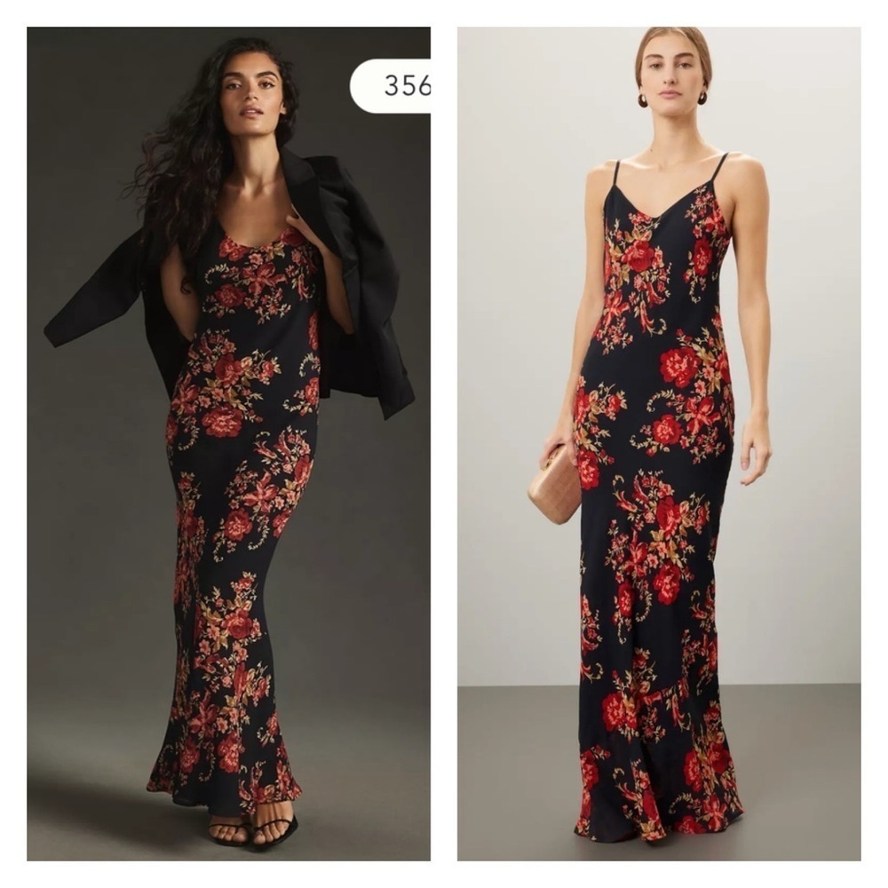 NWT Reformation Parma Black Red Floral Sleeveless Maxi Slip Dress Size M - Picture 9 of 13